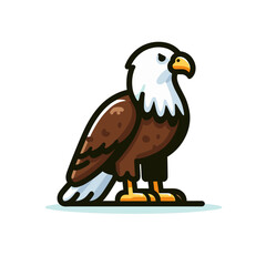 Bald eagle in standing pose on white background. Ideal for patriotic themes, wildlife conservation, or educational materials about birds of prey.