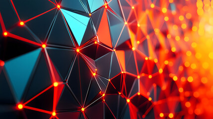 
Neural network, artificial intelligence, social connections, digital database, polygonal mesh 3D illustration