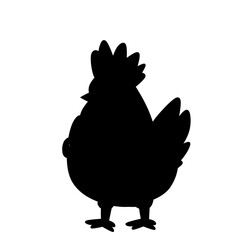 Vector silhouette of a chicken in black, ideal for farm logos, livestock icons, agricultural designs, and graphic elements