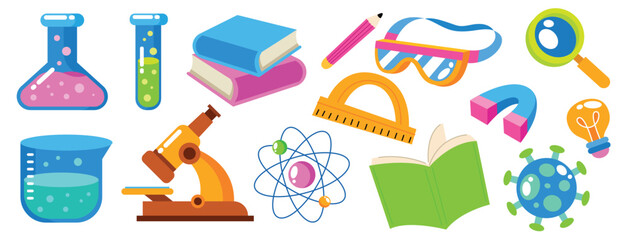 Set of chemistry and science element flat vector collection