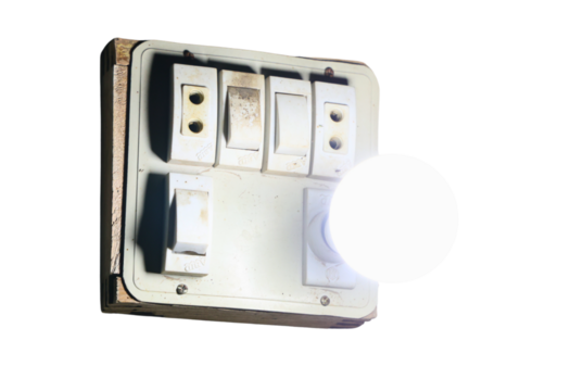 electric power switch with light bulb on a Transparent Background PNG	
