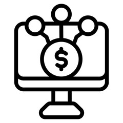 Digital financial Line Icon