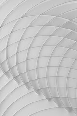 Futuristic technology abstract background, dynamic pattern - thin light grey curved lines, grid on white color. 3D rendering. Geometric design for  wallpaper in medicine, sciences, study, business.