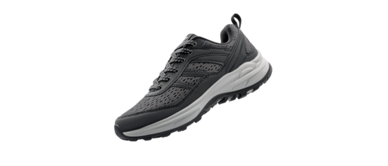 Black and grey sports shoes on a white background