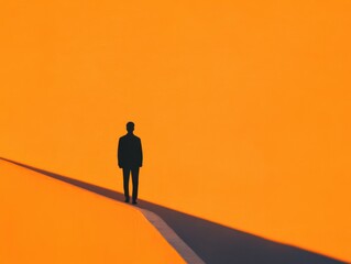 Man walking on bright surface