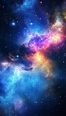 Naklejka premium Stunning milky way galaxy scene featuring a colorful nebula and twinkling stardust in space