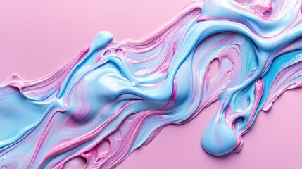 Abstract paint swirls in pastel pink and blue