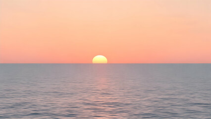 Horizon's Embrace: Minimalist Sea Sunrise, Vivid Tropical Colors Blending Seamlessly, Calm Waters Reflecting the Dawn, Pure Serenity.