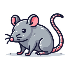 Fototapeta premium Cute gray mouse with pink ears and tail. Ideal for children's books, pet care materials, and cartoon character designs.