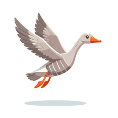 Obraz premium Flying gray goose with spread wings. Perfect for wildlife conservation, migration themes, and nature education materials.
