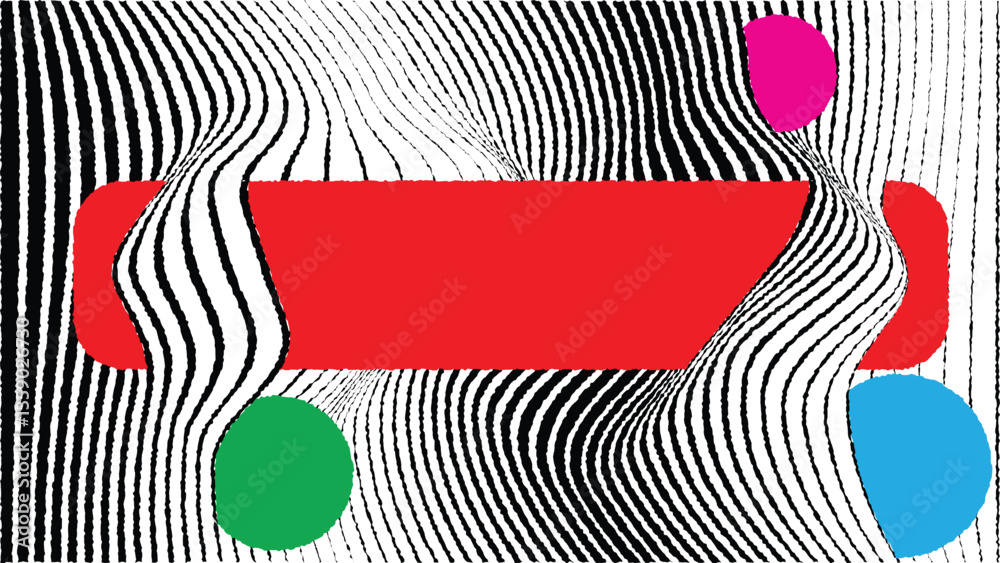 Fototapete Abstract motion graphic design background . Black circle and horizontal lines . Transition shapes . Wavy lines. Movement composition . Roughen lines and circles combination. Vector illustration