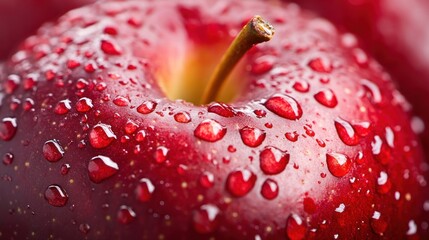 Close-up of a wet red apple