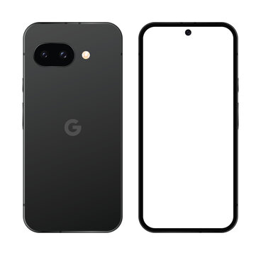 Google Pixel 9a. Realistic vector illustration.