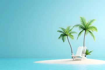 Obraz premium Chair beach and coconut tree on beach island. Summer vacation time 