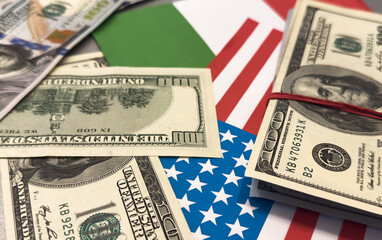 usa and mexico flag dollars