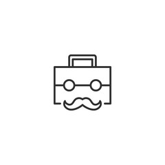 Briefcase with mustache icon in minimalist vector line art