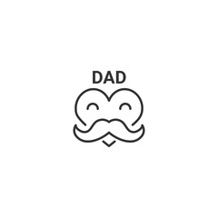 Minimalist dad icon with glasses and mustache in vector format
