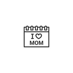Mother's day calendar icon with heart in simple vector design