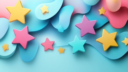 Colorful Star Shapes on Abstract Background