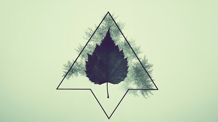 Serene Leaf Nature Minimalist Artistic Design Green Triangle eco tree calm soft dark image