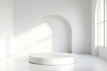 Empty stand podium in white room