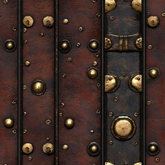 Fototapeta premium Antique Leather and Metal Door Texture