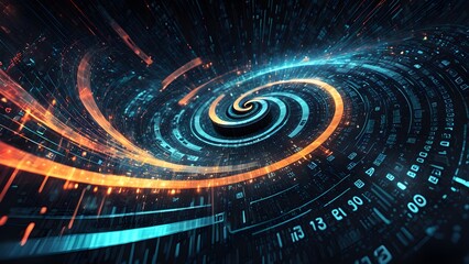 Digital Vortex: Abstract Tech Spiral Glowing Lines