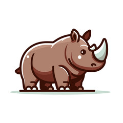 Obraz premium Rhinoceros in side view with simple design on light background. Ideal for wildlife conservation, endangered species awareness, or safari themes.