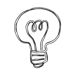 電球の手描きアイコン 複数の線が重なったモノクロのベクターイラスト
