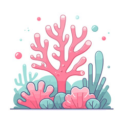 Fototapeta premium Colorful underwater coral reef scene. Perfect for marine conservation education, aquarium promotion, or ocean-themed children's room decoration.