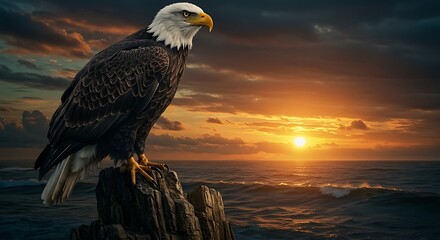 Majestic Bald Eagle at Sunset
