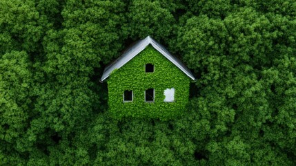 House covered in green leaves