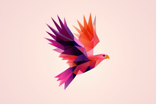 Geometric eagle soars against a pastel background, suitable for a logo design