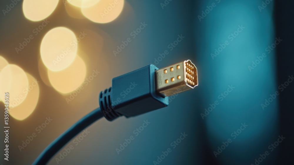 Poster Close-Up of Unplugged Cable from Network Device with Soft Background