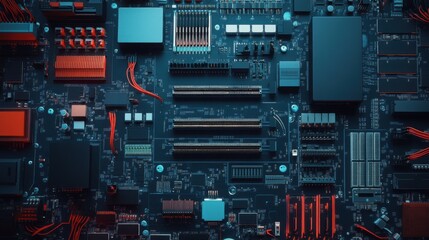 Fototapeta premium Secure Telecom Hardware Components Layout in Studio Environment