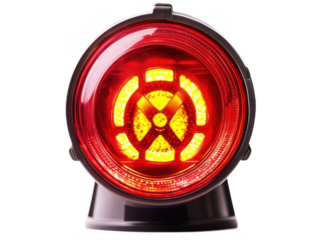 3D Red Fire Alarm Button with Red Wax Seal and Compass Icon Illustration