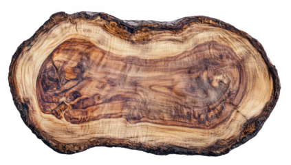 a polished wooden slab showcasing its natural grain and texture ideal for use as a tabletop serving platter or decorative piece in various settings