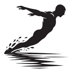 Powerful Swimmer Silhouette Illustration for Sporting Events and Promotion