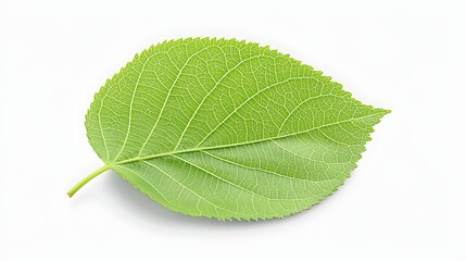 Single Green Leaf Isolated Against A Light Background Representing Nature And Freshness