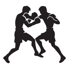 Intense Boxing Duel Silhouette Illustration Two Opponents In The Ring