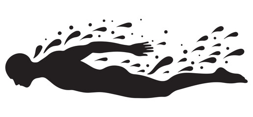Dynamic Swimmer Silhouette Vector Graphic for Aquatic Sports Design