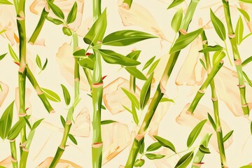 Obraz premium Minimal Bamboo Shoots Pattern Illustration for Seamless Wallpaper Background Design