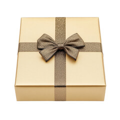 a beautifully wrapped gift box in a gold hue adorned with a matching ribbon and bow symbolizing celebration and giving perfect for various occasions like birthdays holidays or special events