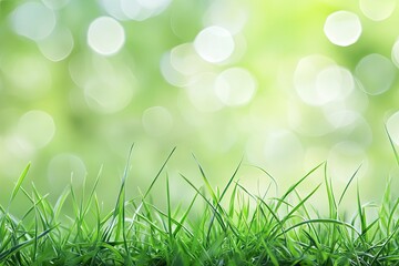 Fresh Green Grass Growing with Defocused Background for Spring Concepts
