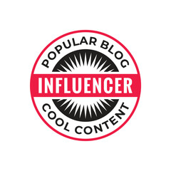 Influencer badge for popular bloggers - vector graphic design. Concept logo stickers badge for blog, social network. Graphic design element. 