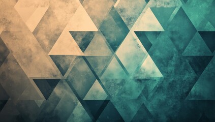 Abstract geometric pattern of overlapping triangles in muted tones