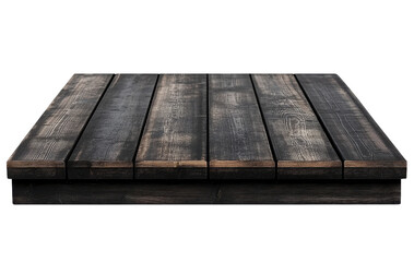 dark wood plank tabletop on transparent background