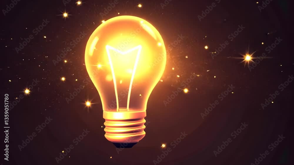 Poster lightbulb icon set features various glowing designs and styles generative ai