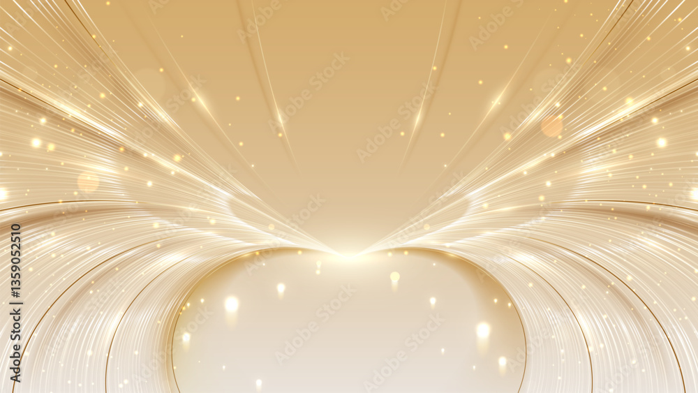 Canvas Prints elegant gold stage backdrop design decorated with glow and bokeh effect, background idea for awards 