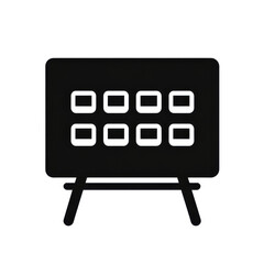 black easel with nine white square frames on transparent background